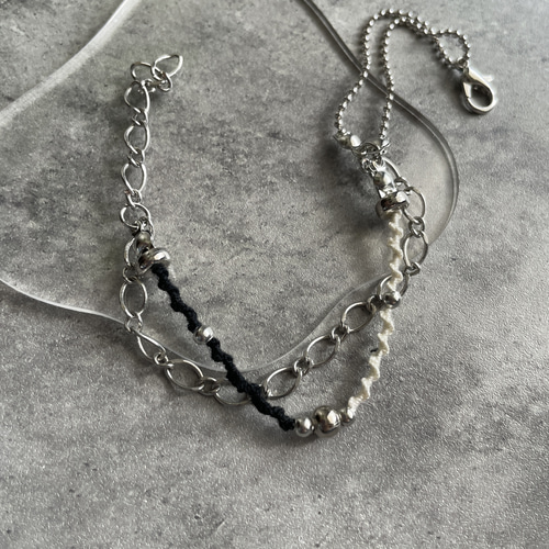 ブレスレット シルバー ミサンガ チェーン ユニセックス シンプル 韓国