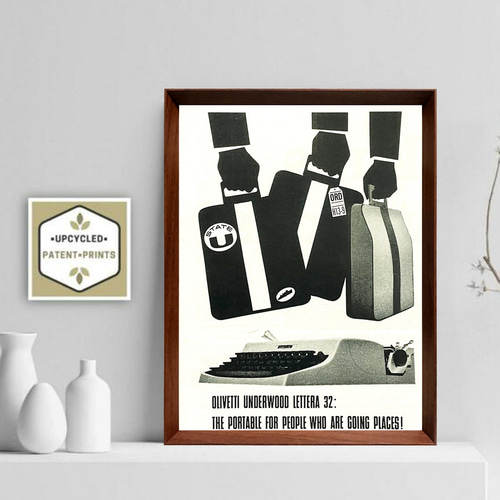 オリベッティ タイプライター ポスター 1960年代フランス 雑誌 広告 額