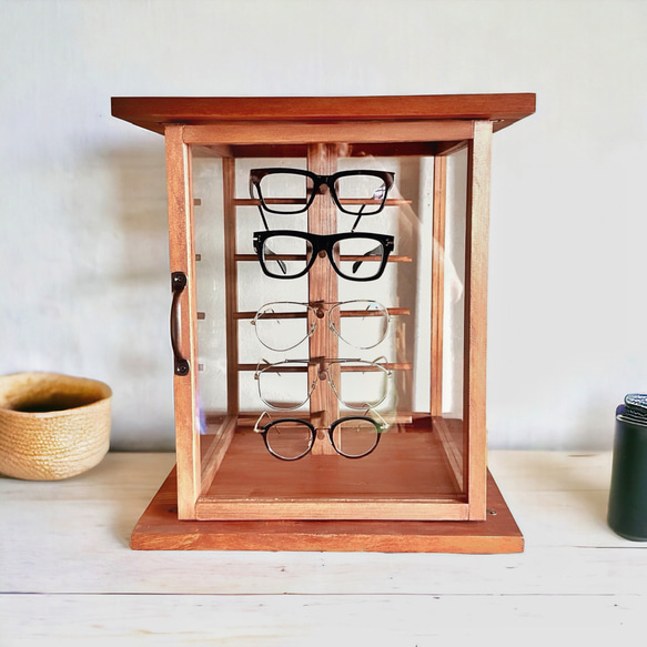 5段 ガラス製 メガネケース サングラスケース メガネスタンド