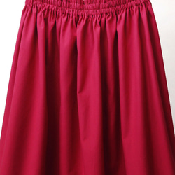 コットンビエラ ギャザースカート（ 紅色 ）ロング マキシ ポケット べにいろ 赤 レッド 3枚目の画像