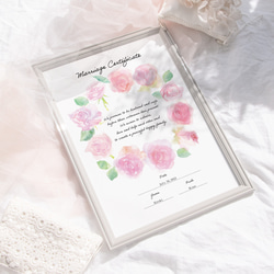 結婚証明書 誓約書  バラの花の水彩イラスト ウェルカムスペースにも 1枚目の画像