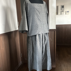 着物リメイク　絣パンツスーツ 2枚目の画像
