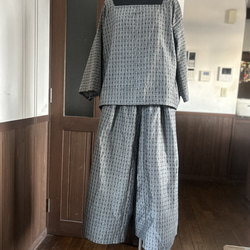 着物リメイク　絣パンツスーツ 5枚目の画像