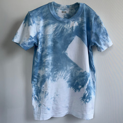 藍染クルーネックTシャツ・窓（半袖レディースS） 1枚目の画像