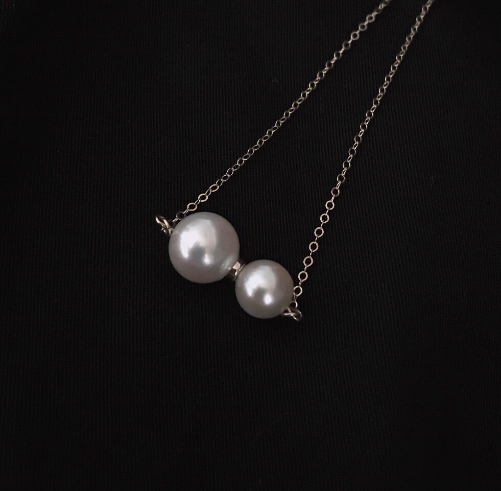 ♦︎数量限定♦︎あこや真珠9ミリ・７ミリ大粒　とっておきデザインネックレス　シンプル【14kgf刻印あり】