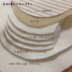 【フランネル】夜用防水8層布ナプキン　35cm 無添加・無漂白　 4枚目の画像