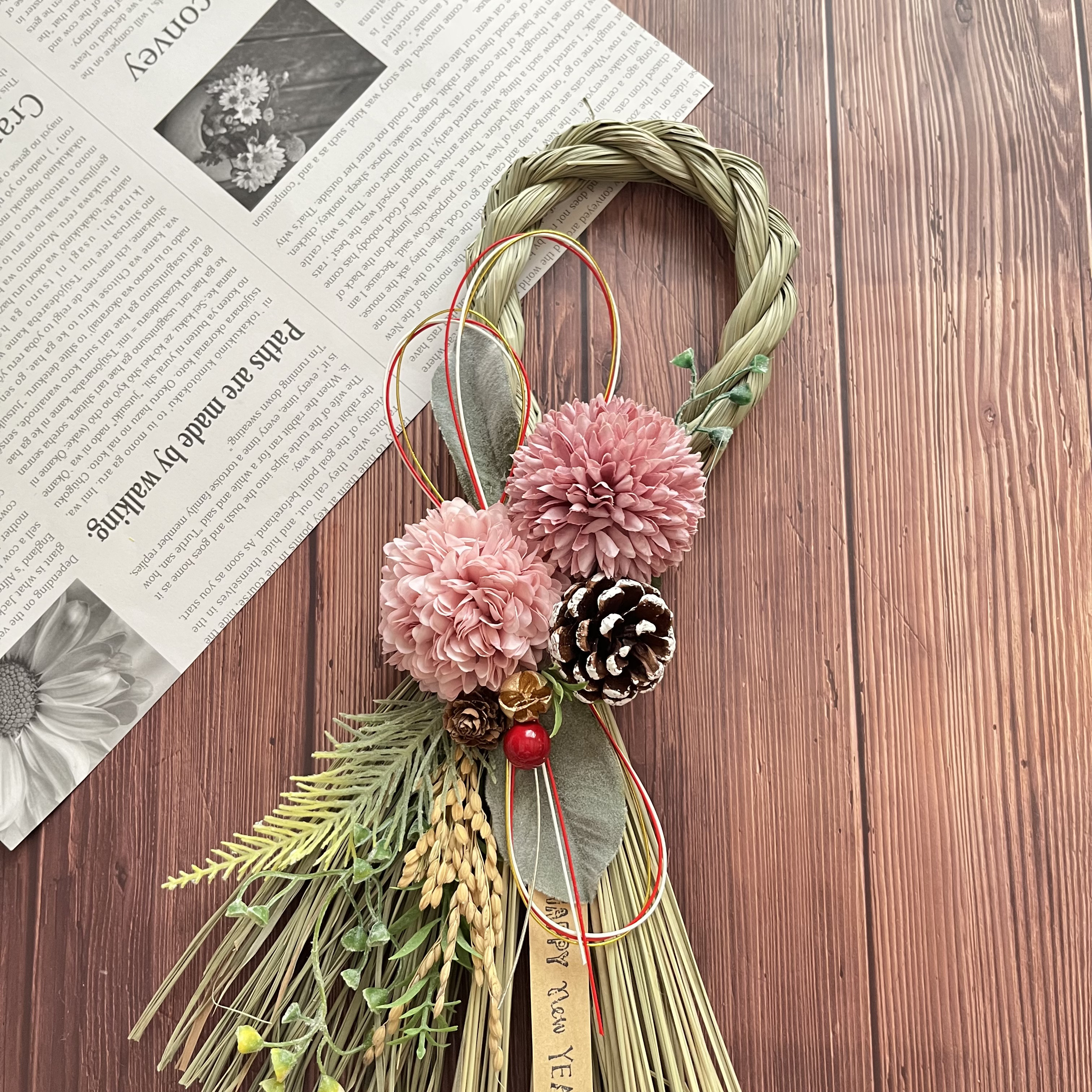 No.105 わらしめ縄リーススワッグ2024 ハンドメイドお正月飾り 玄関