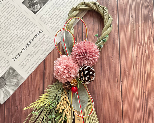 No.105 わらしめ縄リーススワッグ2024 ハンドメイドお正月飾り 玄関