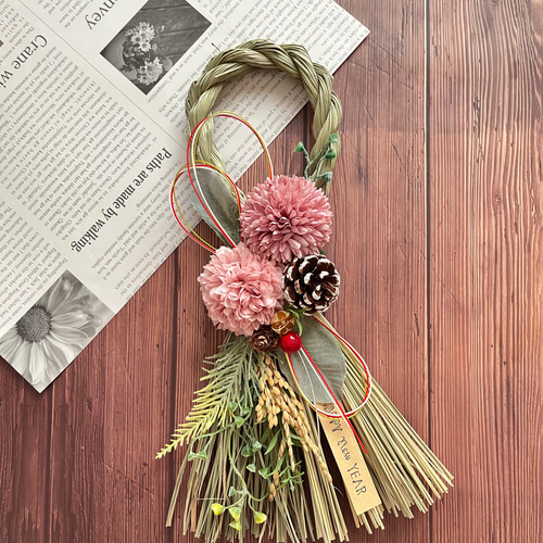 No.105 わらしめ縄リーススワッグ2024 ハンドメイドお正月飾り 玄関