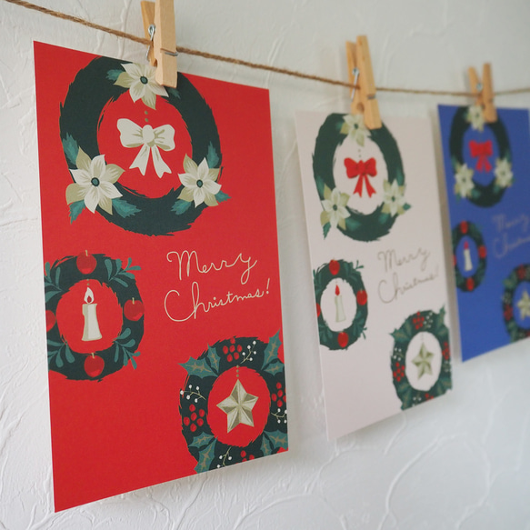 ポストカード：クリスマスリース（P-48） 1枚目の画像