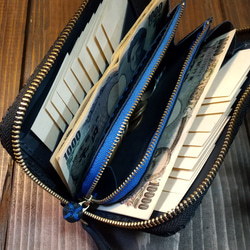 小さな長財布にカードいっぱい（てんてんてんミッドナイトブルー） 5枚目の画像