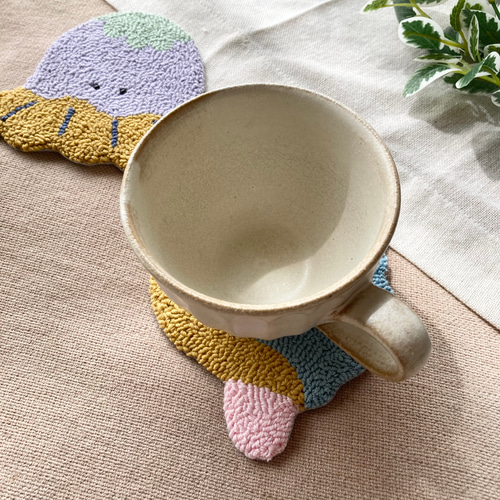 送料込み】海の生きもの コースター 1枚 クラゲ マンボウ おさかな