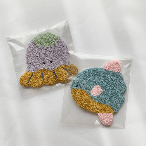 送料込み】海の生きもの コースター 1枚 クラゲ マンボウ おさかな