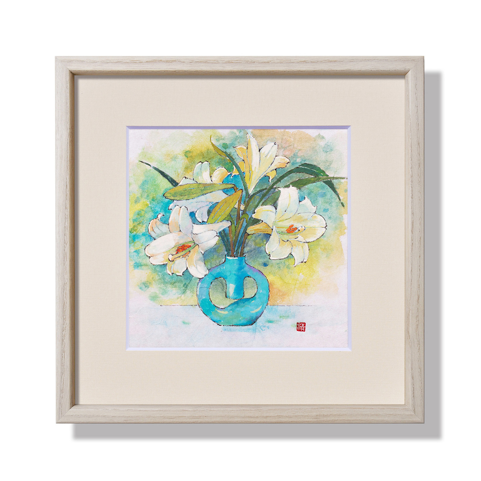 絵画★原画★１点物の作品★本物★額装★インテリア★パステル画★水彩画★風景画 1点のみ【Star flower's garden】絵画原画 アクリルアート