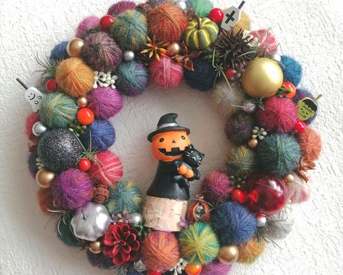ハロウィンリース オーナメント ハンドメイド 三日月リース