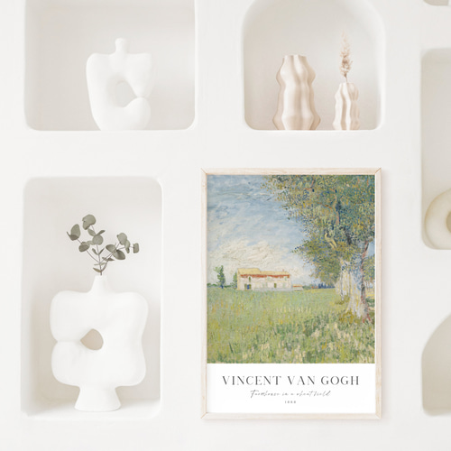 ゴッホ アートポスター グリーン「Farmhouse in a wheat field