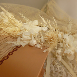 ２種のカスミ草とパンパスの白い花冠（受注製作） 7枚目の画像