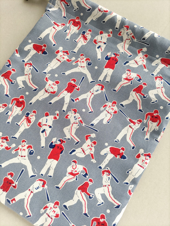 25×20  巾着  給食袋　野球選手　野球 3枚目の画像