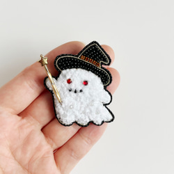 ビーズ刺繍_【ハロウィン】オバケのブローチ 5枚目の画像