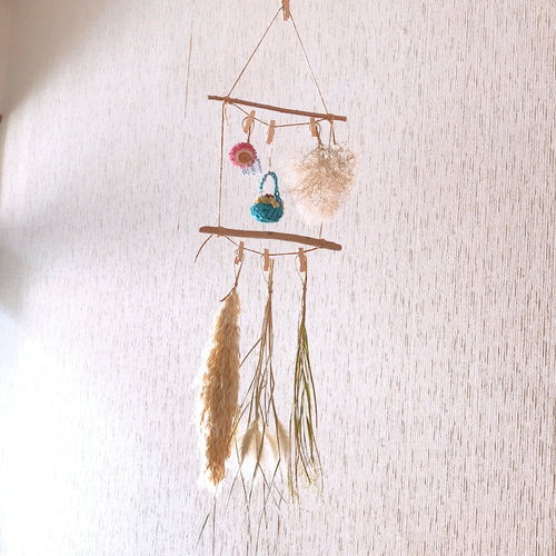 パンパスグラスと白いお花のナチュラル流木ガーラント 【公式通販】