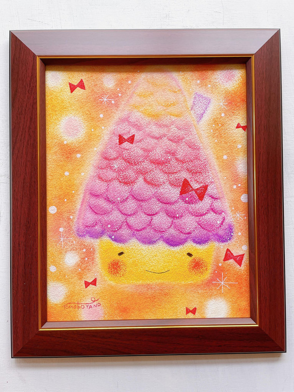 原画【一点物】油絵 アート 額入り「涙と光の精　～守り続ける赤いカギ～」 原画【一点物】油絵 アート 額入り「涙と光の精 ～守り続ける