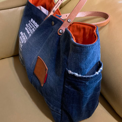 デニムパッチワークミニトートバッグ ハンドメイド トートバッグ