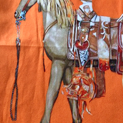 ハンドメイド ぺたんこBigトートバッグ 馬柄 オレンジ 2枚目の画像