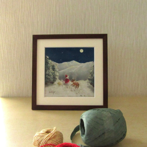 ﾊﾟｽﾃﾙ画 ねぇねぇ、サンタさん（Creema限定 原画 早割クリスマス