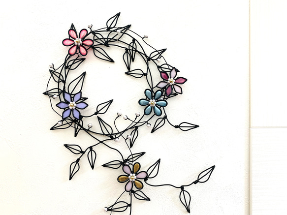 long leaf〜 ワイヤークラフト アート 壁飾り 花 可愛い long leaf〜 ワイヤークラフト アート 壁飾り 花 可愛い