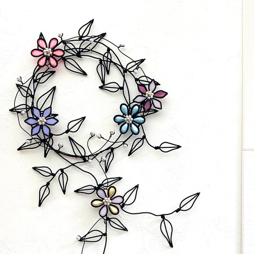 long leaf〜 ワイヤークラフト アート 壁飾り 花 可愛い long leaf〜 ワイヤークラフト アート 壁飾り 花 可愛い