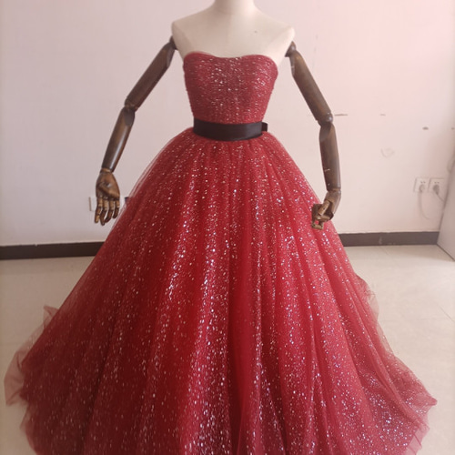 カラードレス ソフトチュール ボルドー色 トレーン 取り外しオフ  