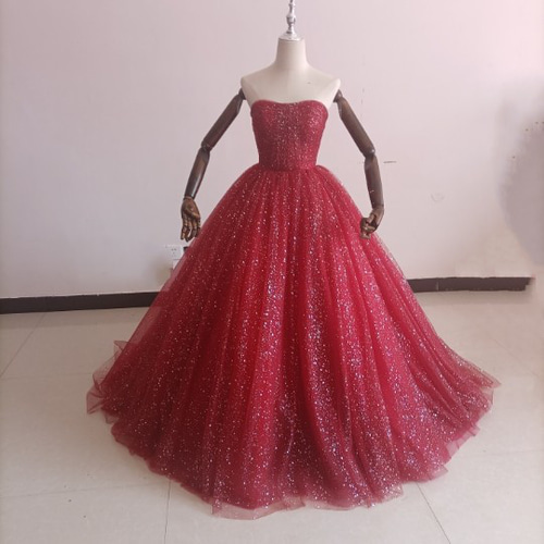 カラードレス ソフトチュール ボルドー色 トレーン 取り外しオフ  