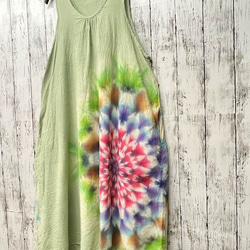 紮染新款無袖連身裙，溫柔的蔥花和夢幻的曼陀羅HD20-40 第8張的照片