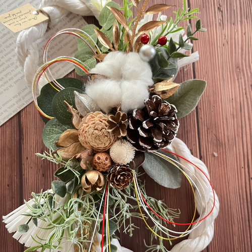 ☆2024年◇しめ縄リース◇ワインカラー◇ナチュラル