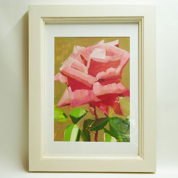 送料無料】・志村好子「薔薇」（白）・油絵・F0