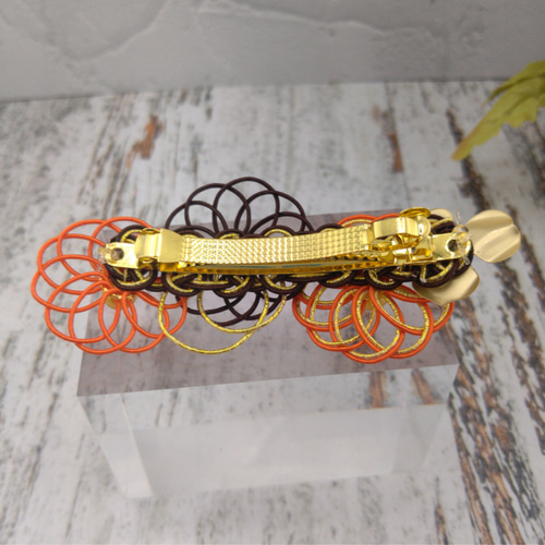 水引のバレッタ オータムカラー☆オレンジ 6cm バレッタ cara & mist