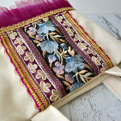 推しカラーpurple！モダンな花モチーフのインド刺繍リボントートバッグ 16枚目の画像