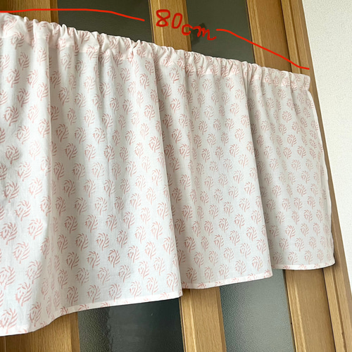 カフェカーテン のれん 綿素材 ブロックプリント