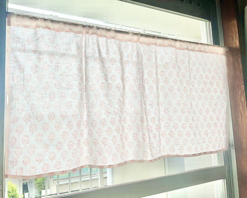 【稲作すずめ】カフェカーテン　のれんタイプ　　2枚　インド綿　オーダー品 cottonpatch_top1.jpg
