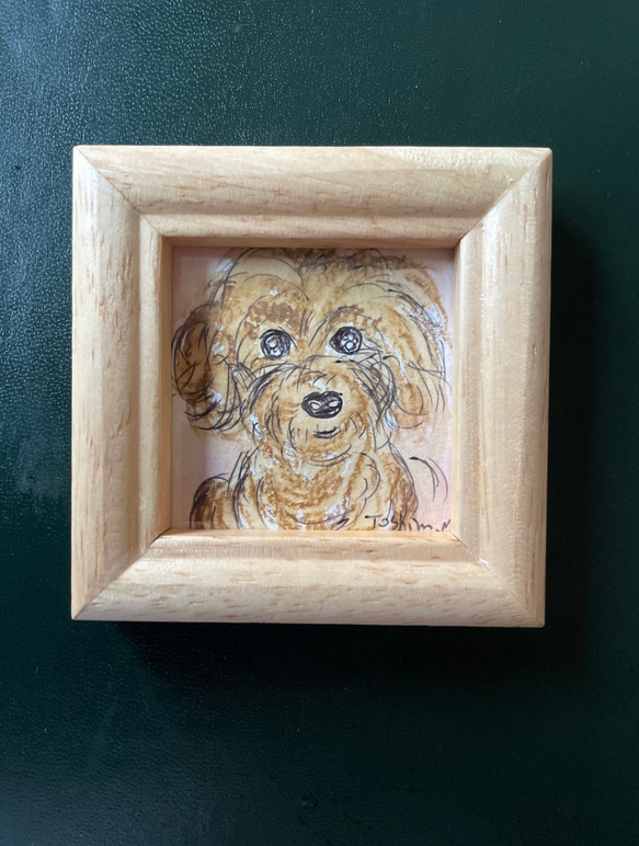 トイプードル ワンチャンシリーズイラスト 原画 額付き 犬嫌いが描く