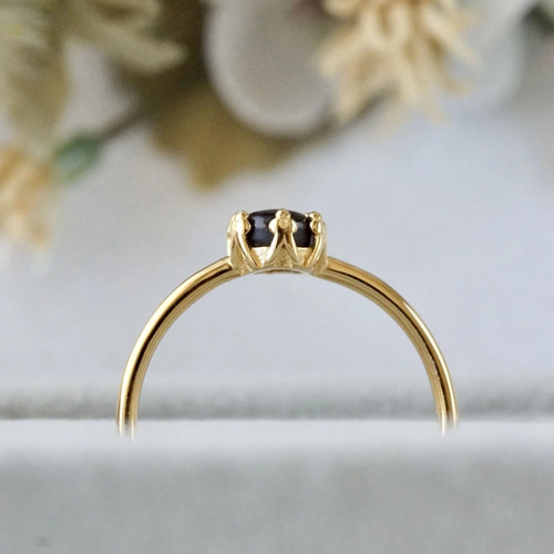 9月誕生石 ブラックスターサファイア クラウンモチーフ 7号  