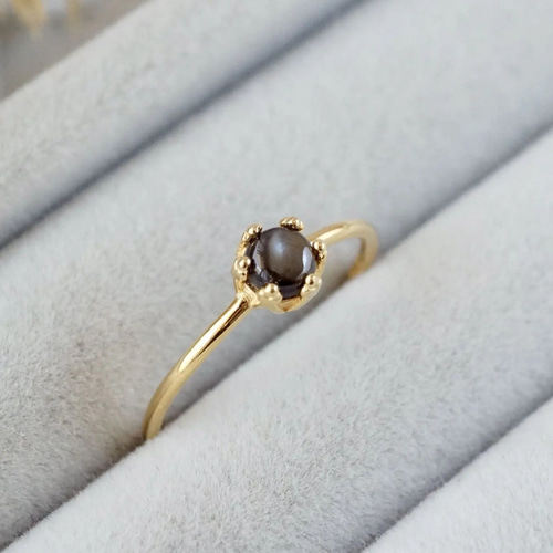 9月誕生石 ブラックスターサファイア クラウンモチーフ 7号  