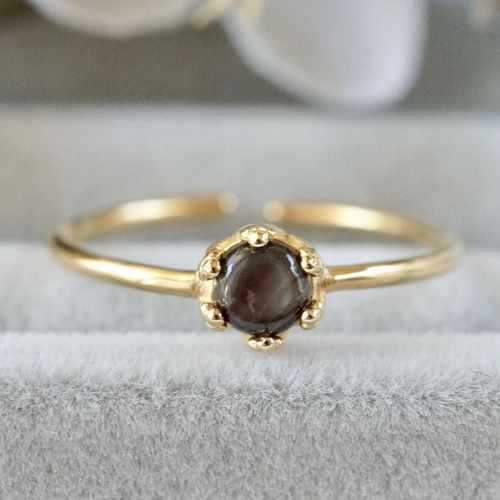 9月誕生石 ブラックスターサファイア クラウンモチーフ 7号  