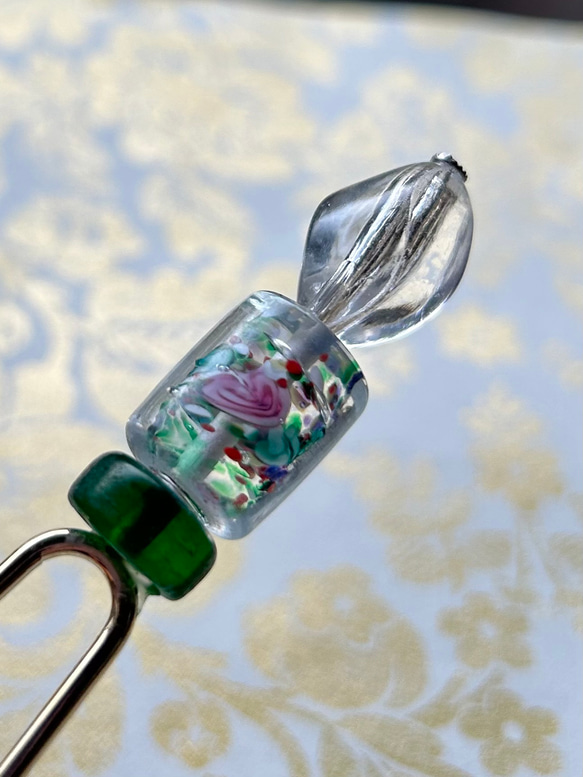 アンティーク　時代物ウラン和ガラス　かんざし　簪　和装小物　瓢箪碍子　江戸ガラス アンティーク 時代物 ウラン 和ガラス かんざし 簪 球体 江戸ガラス