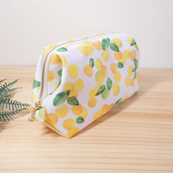 大きめしっかり＊ワイヤーポーチ  [内ポケット付き] 柚子＊イエロー 2枚目の画像