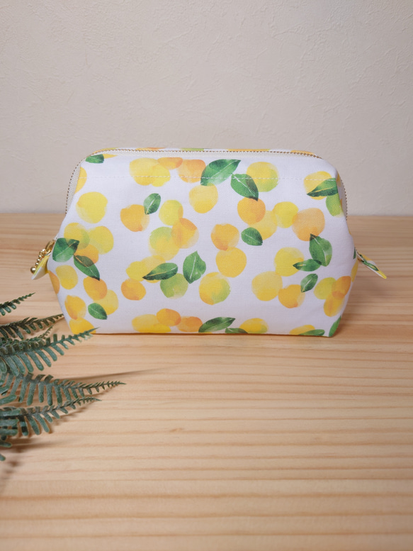 大きめしっかり＊ワイヤーポーチ  [内ポケット付き] 柚子＊イエロー 3枚目の画像