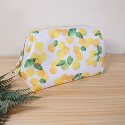 大きめしっかり＊ワイヤーポーチ  [内ポケット付き] 柚子＊イエロー 1枚目の画像