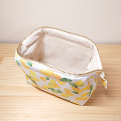 大きめしっかり＊ワイヤーポーチ  [内ポケット付き] 柚子＊イエロー 4枚目の画像