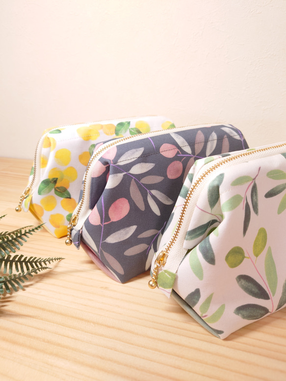 大きめしっかり＊ワイヤーポーチ  [内ポケット付き] 柚子＊イエロー 9枚目の画像