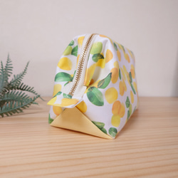 大きめしっかり＊ワイヤーポーチ  [内ポケット付き] 柚子＊イエロー 7枚目の画像